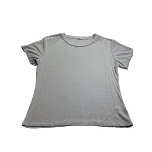 Sweet Romeo Womens Ribbed Light Blue Short Sleeve Top L